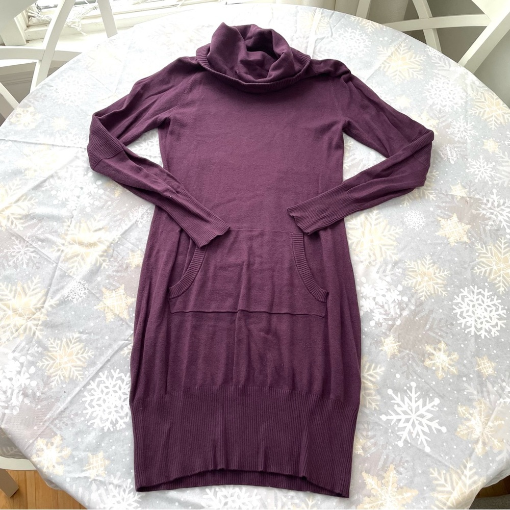 TWIK from Simon’s purple cowl neck midi sweater dress with front pocket Sz S